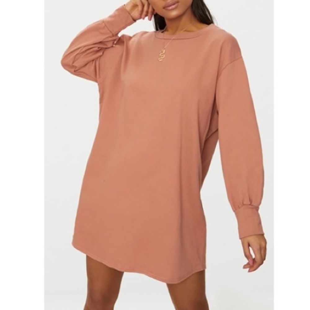 Peach coloured oversized sweater dress